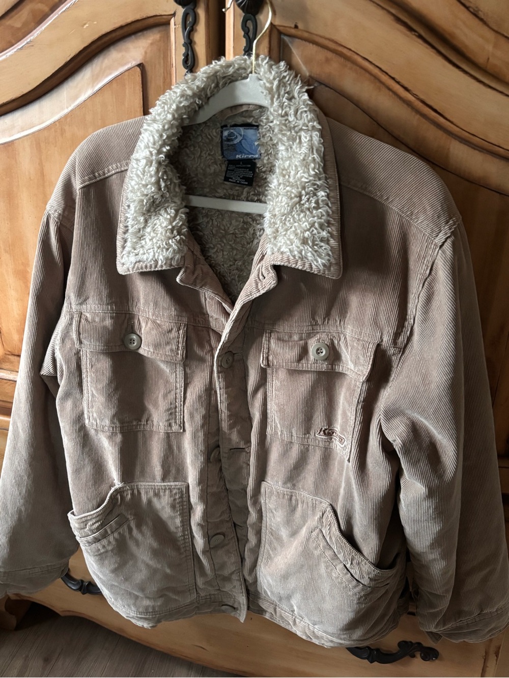 90’s Men’s Kirra Tan Corduroy Sherpa-Lined Jacket